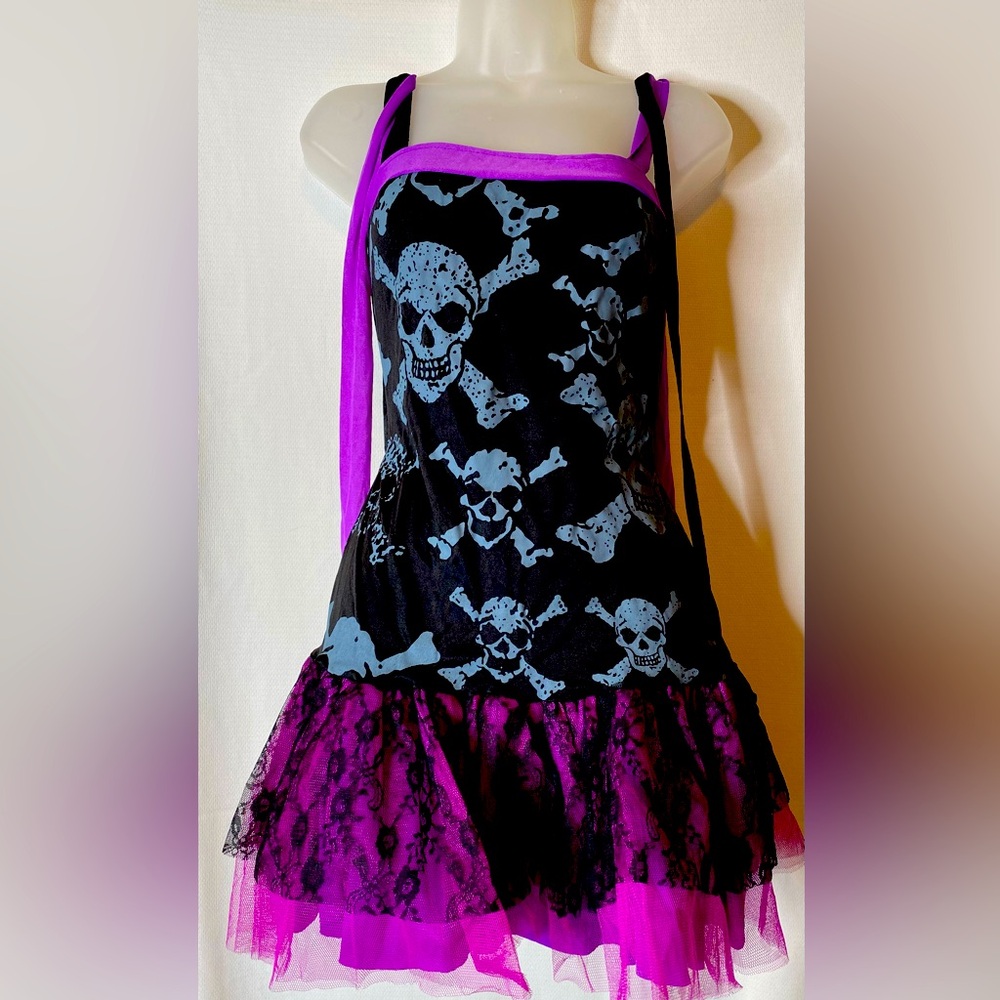 80s Skull Punk Costume Dress OS